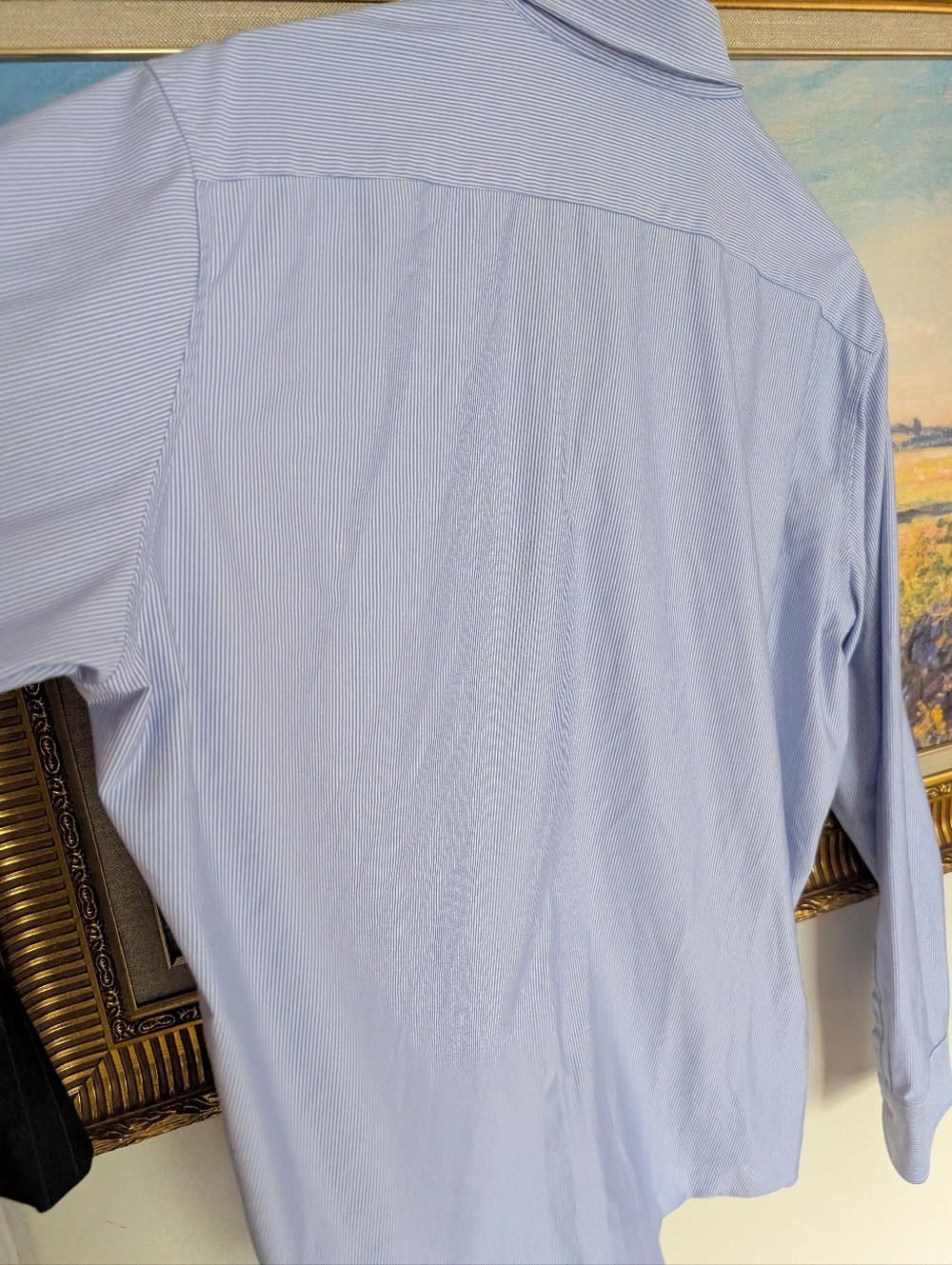 UNIQLO Light Blue Pinstripe Stretch Material Shirt - XL - Picture 3 of 6